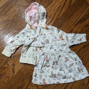 Hudson Baby Foxes & enchanted forest jacket/dress